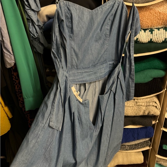 Never worn. Lovers and Friends Mini Fit and Flare Denim Dress in Small - Picture 3 of 7